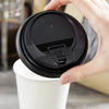 Black lid for paper cups with sipper lock 12-14 oz