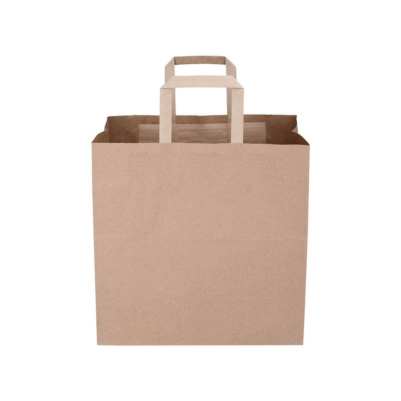 100 Bags - S - Brown Kraft SOS Paper Bag with Flat Handle - Small (Pack of 100)