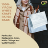 100 Bags - Medium - White Kraft SOS Paper Bag with Flat Handle - (Pack of 100)